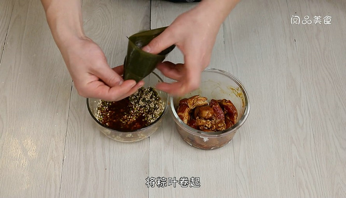 鲜肉蛋黄粽做法步骤：8