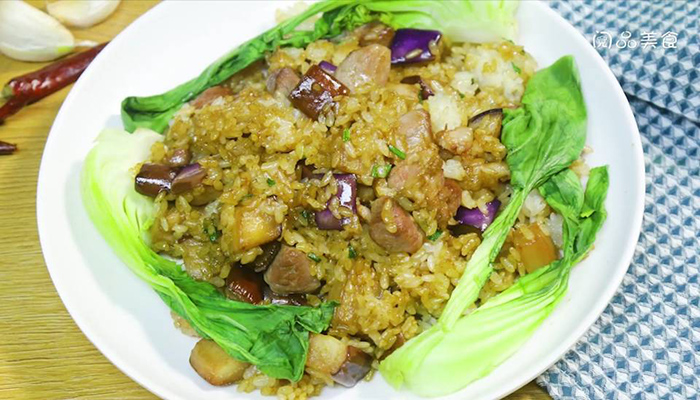 茄子肉丁炒饭做法步骤：9