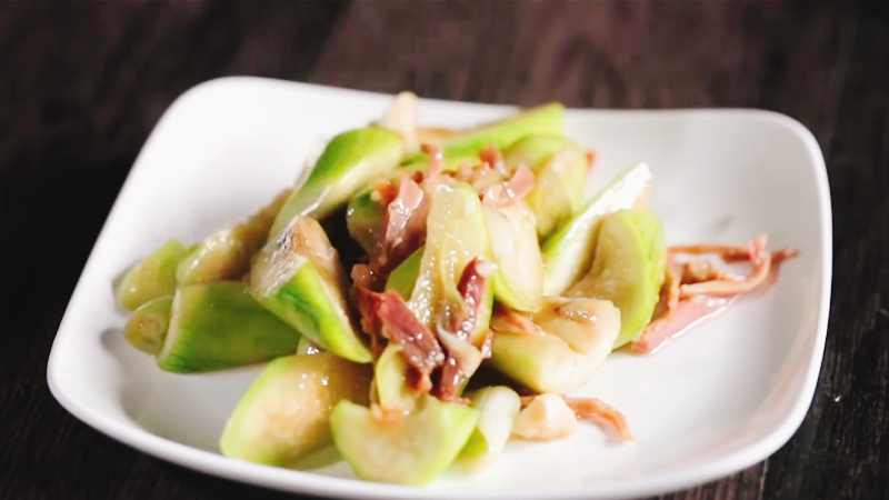 火腿丝瓜做法步骤：7